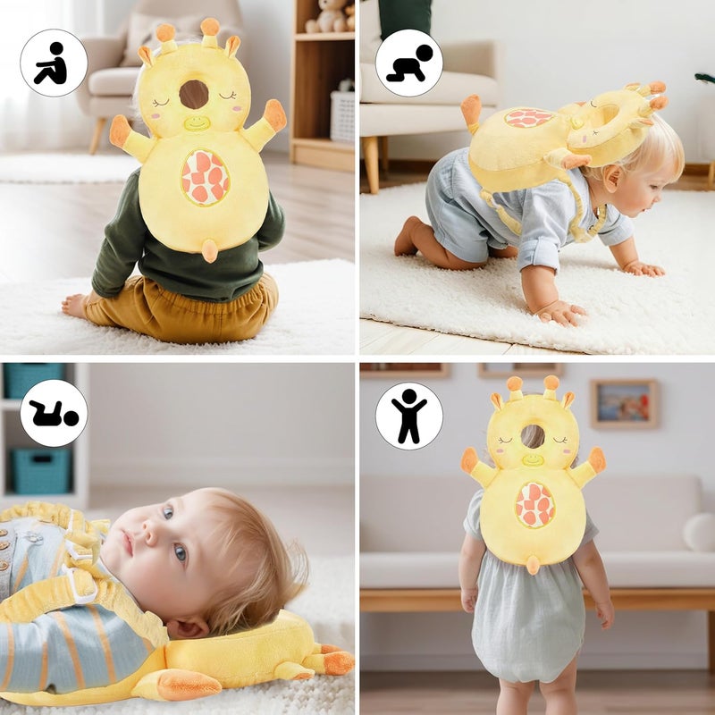 NICE CHOICE Baby Head Back Protector Backpack Toddler Safety Protector Cushion Pad Soft, Adjustable and Lightweight Design for Safe Walking and Crawling Toddlers Girls and Boys(Giraffe) - Image 2
